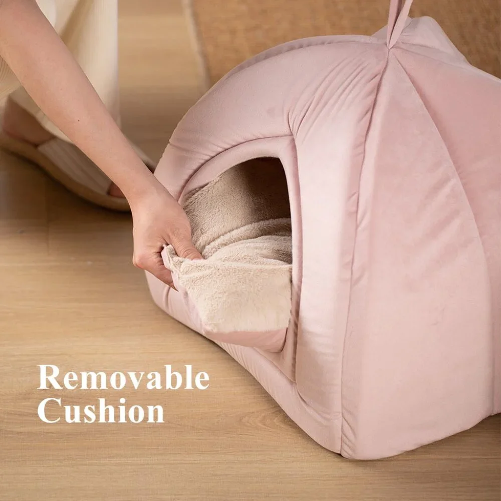 Large Cat Bed - Soft Cat Tent - Pink - 19x19 inches - New In Original Packaging